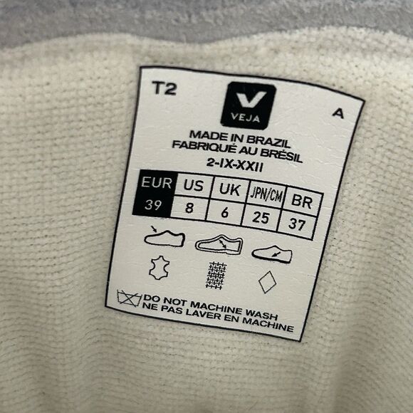 Veja V-15 Leather And Suede Sneaker Womens 8 Jade White Multico High Top Shoes - Picture 5 of 10